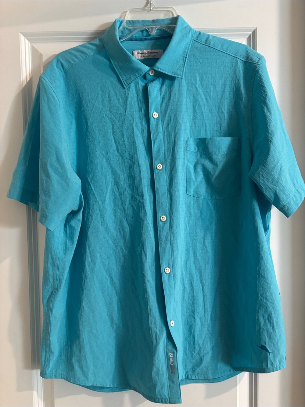 Lightweight Turquoise Short-Sleeve Shirt - Casual Button-Up Tommy Bahamas L